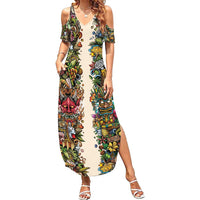 Hawaii And Japan Family Matching Summer Maxi Dress and Hawaiian Shirt Tiki With Oni Mask - Polynesian Pride