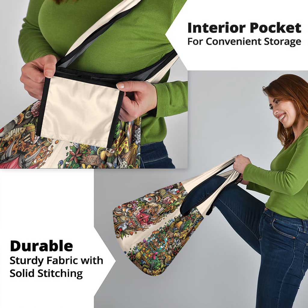 Hawaii And Japan Grocery Bag Tiki With Oni Mask - Polynesian Pride