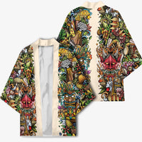 Hawaii And Japan Kimono Tiki With Oni Mask - Polynesian Pride