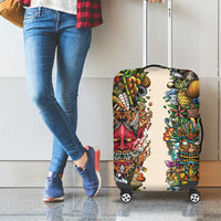 Hawaii And Japan Luggage Cover Tiki With Oni Mask - Polynesian Pride