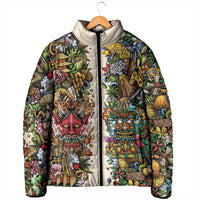 Hawaii And Japan Padded Jacket Tiki With Oni Mask - Polynesian Pride