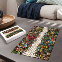 Hawaii And Japan Puzzle Tiki With Oni Mask - Polynesian Pride