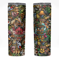 Hawaii And Japan Skinny Tumbler Tiki With Oni Mask - Polynesian Pride
