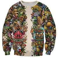 Hawaii And Japan Sweatshirt Tiki With Oni Mask - Polynesian Pride