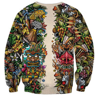 Hawaii And Japan Sweatshirt Tiki With Oni Mask - Polynesian Pride