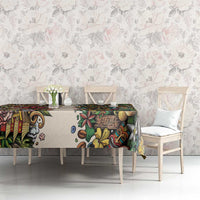 Hawaii And Japan Tablecloth Tiki With Oni Mask - Polynesian Pride