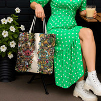 Hawaii And Japan Tote Bag Tiki With Oni Mask - Polynesian Pride