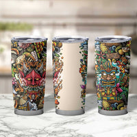 Hawaii And Japan Tumbler Cup Tiki With Oni Mask - Polynesian Pride