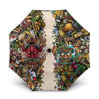 Hawaii And Japan Umbrella Tiki With Oni Mask - Polynesian Pride
