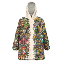 Hawaii And Japan Wearable Blanket Hoodie Tiki With Oni Mask - Polynesian Pride