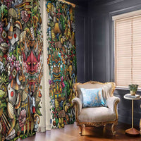 Hawaii And Japan Window Curtain Tiki With Oni Mask - Polynesian Pride