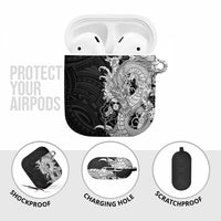 Hawaiian And Japanese Culture AirPods Case Irezumi Dragon With Polynesian Pattern Black - Polynesian Pride