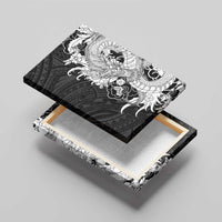 Hawaiian And Japanese Culture Canvas Wall Art Irezumi Dragon With Polynesian Pattern Black - Polynesian Pride