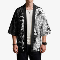 Hawaiian And Japanese Culture Kimono Irezumi Dragon With Polynesian Pattern Black - Polynesian Pride