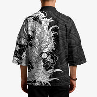 Hawaiian And Japanese Culture Kimono Irezumi Dragon With Polynesian Pattern Black - Polynesian Pride