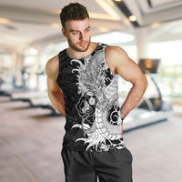 Hawaiian And Japanese Culture Men Tank Top Irezumi Dragon With Polynesian Pattern Black - Polynesian Pride