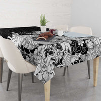 Hawaiian And Japanese Culture Tablecloth Irezumi Dragon With Polynesian Pattern Black - Polynesian Pride