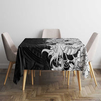 Hawaiian And Japanese Culture Tablecloth Irezumi Dragon With Polynesian Pattern Black - Polynesian Pride