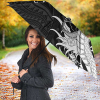Hawaiian And Japanese Culture Umbrella Irezumi Dragon With Polynesian Pattern Black - Polynesian Pride