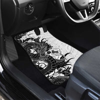 Hawaiian And Japanese Culture Car Mats Irezumi Dragon With Polynesian Pattern White - Polynesian Pride