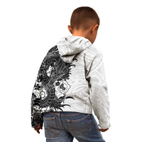 Hawaiian And Japanese Culture Kid Hoodie Irezumi Dragon With Polynesian Pattern White - Polynesian Pride