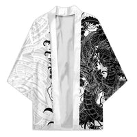 Hawaiian And Japanese Culture Kimono Irezumi Dragon With Polynesian Pattern White - Polynesian Pride