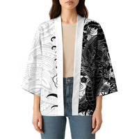 Hawaiian And Japanese Culture Kimono Irezumi Dragon With Polynesian Pattern White - Polynesian Pride
