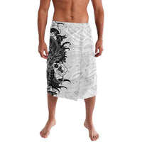 Hawaiian And Japanese Culture Lavalava Irezumi Dragon With Polynesian Pattern White - Polynesian Pride