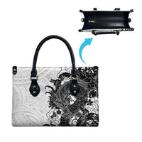 Hawaiian And Japanese Culture Leather Bag Irezumi Dragon With Polynesian Pattern White - Polynesian Pride
