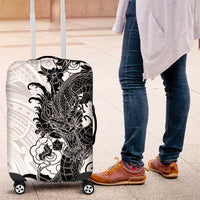 Hawaiian And Japanese Culture Luggage Cover Irezumi Dragon With Polynesian Pattern White - Polynesian Pride