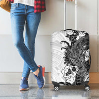 Hawaiian And Japanese Culture Luggage Cover Irezumi Dragon With Polynesian Pattern White - Polynesian Pride