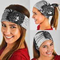 Hawaiian And Japanese Culture Neck Gaiter Irezumi Dragon With Polynesian Pattern White - Polynesian Pride