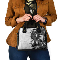 Hawaiian And Japanese Culture Shoulder Handbag Irezumi Dragon With Polynesian Pattern White - Polynesian Pride