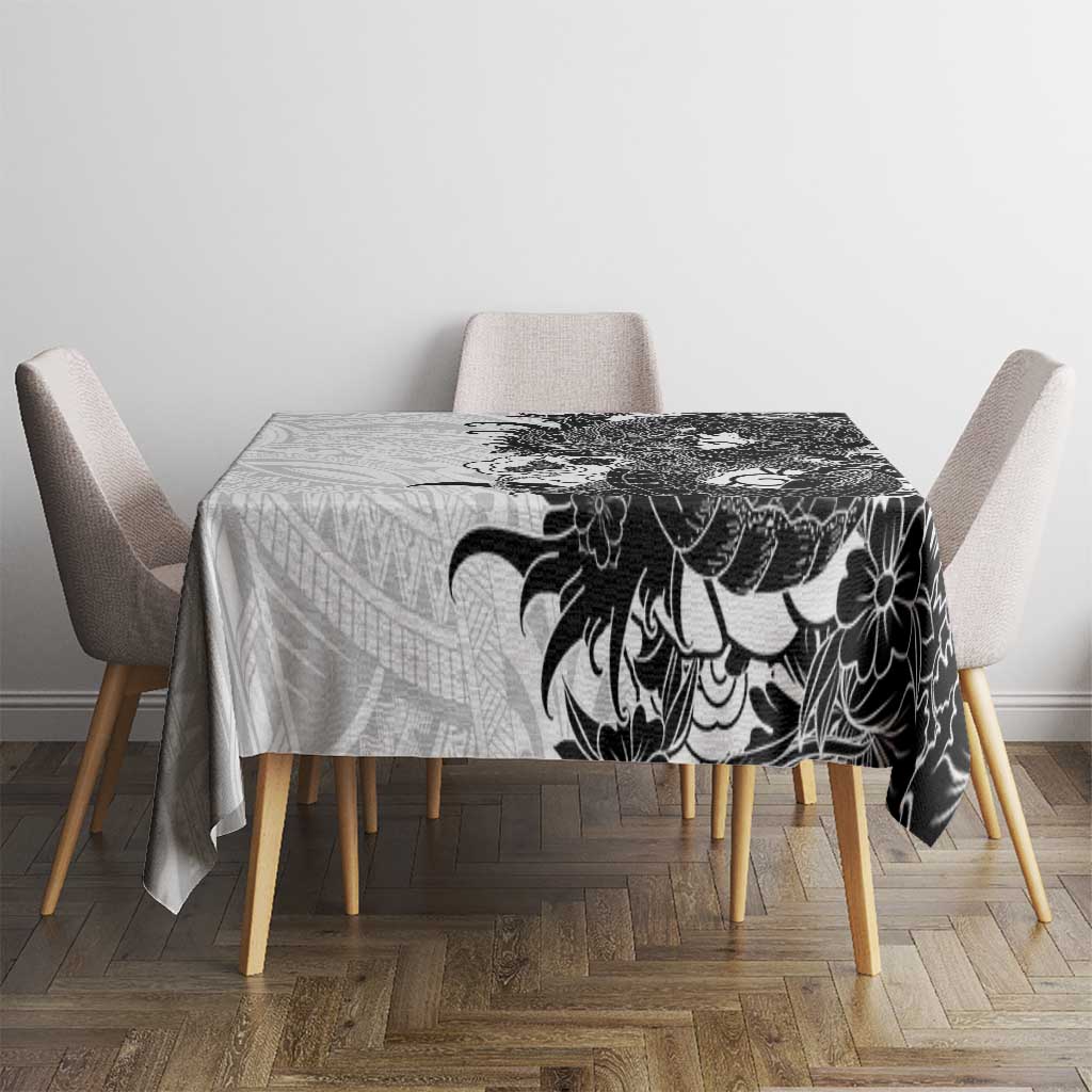 Hawaiian And Japanese Culture Tablecloth Irezumi Dragon With Polynesian Pattern White - Polynesian Pride