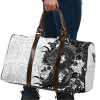 Hawaiian And Japanese Culture Travel Bag Irezumi Dragon With Polynesian Pattern White - Polynesian Pride