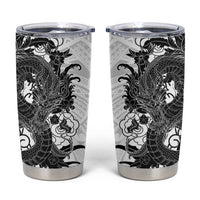 Hawaiian And Japanese Culture Tumbler Cup Irezumi Dragon With Polynesian Pattern White - Polynesian Pride