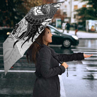 Hawaiian And Japanese Culture Umbrella Irezumi Dragon With Polynesian Pattern White - Polynesian Pride