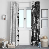 Hawaiian And Japanese Culture Window Curtain Irezumi Dragon With Polynesian Pattern White - Polynesian Pride