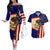 American Samoa Flag Day Couples Matching Off The Shoulder Long Sleeve Dress and Hawaiian Shirt Polynesian Tribal Pattern LT05 Blue - Polynesian Pride