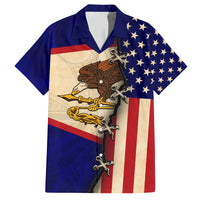 American Samoa Flag Day Family Matching Off Shoulder Maxi Dress and Hawaiian Shirt Polynesian Tribal Pattern LT05 Dad's Shirt - Short Sleeve Blue - Polynesian Pride