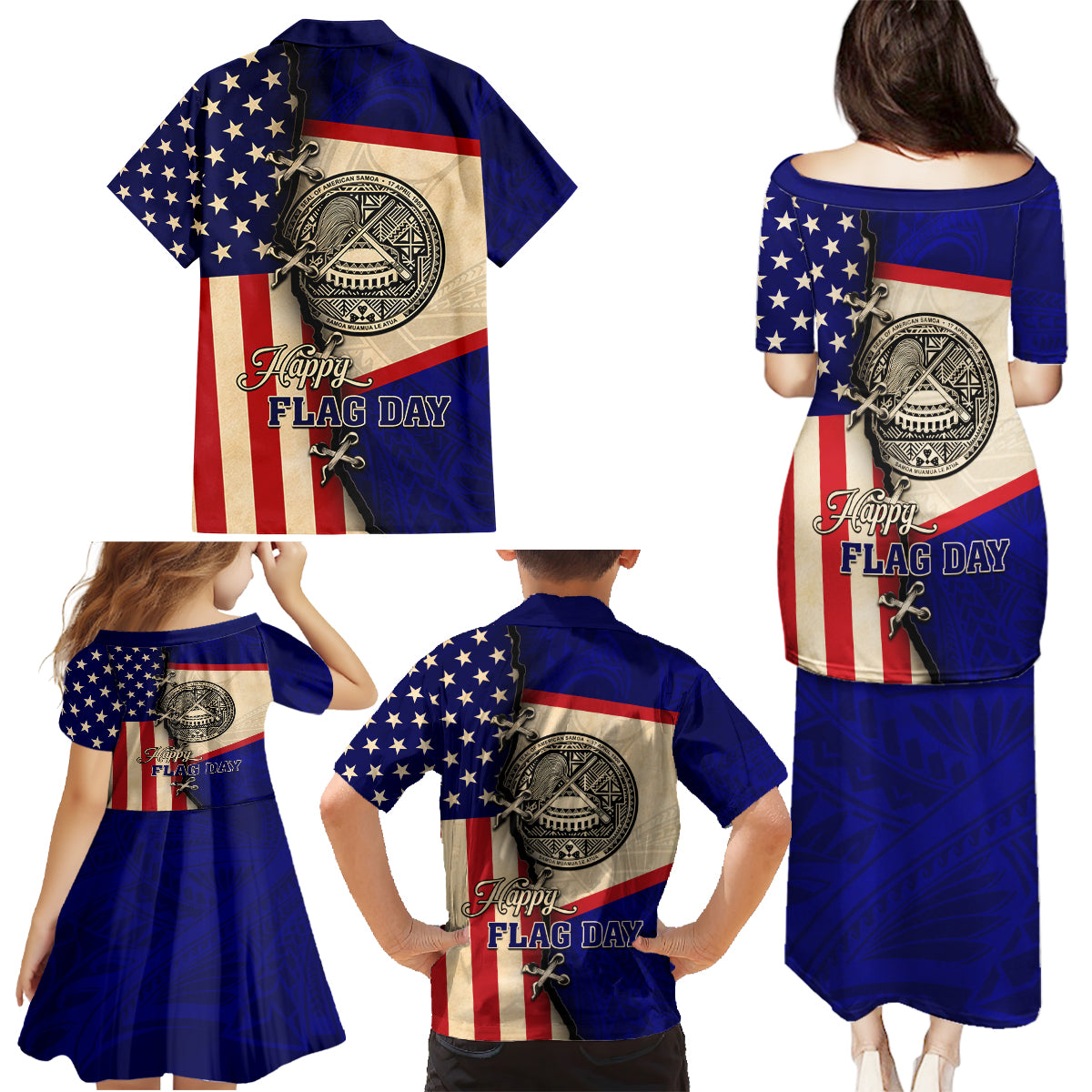 American Samoa Flag Day Family Matching Puletasi and Hawaiian Shirt Polynesian Tribal Pattern LT05 - Polynesian Pride