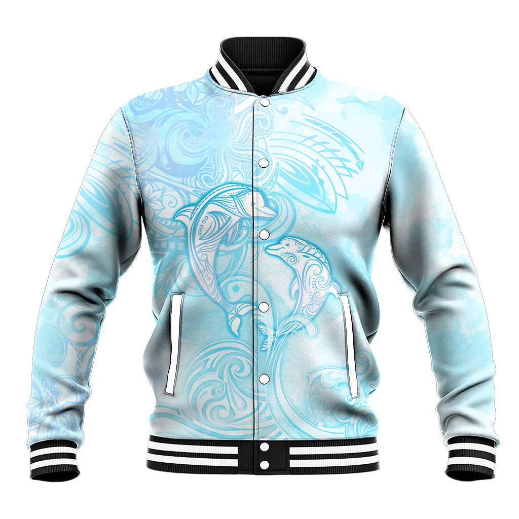 Polynesia Dolphins Under The Sea Baseball Jacket Simple Style LT05 Unisex Baby Blue - Polynesian Pride