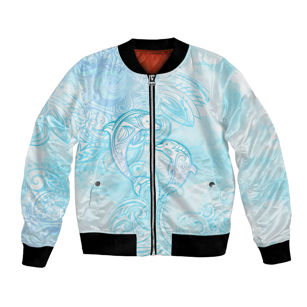 Polynesia Dolphins Under The Sea Bomber Jacket Simple Style LT05 Unisex Baby Blue - Polynesian Pride
