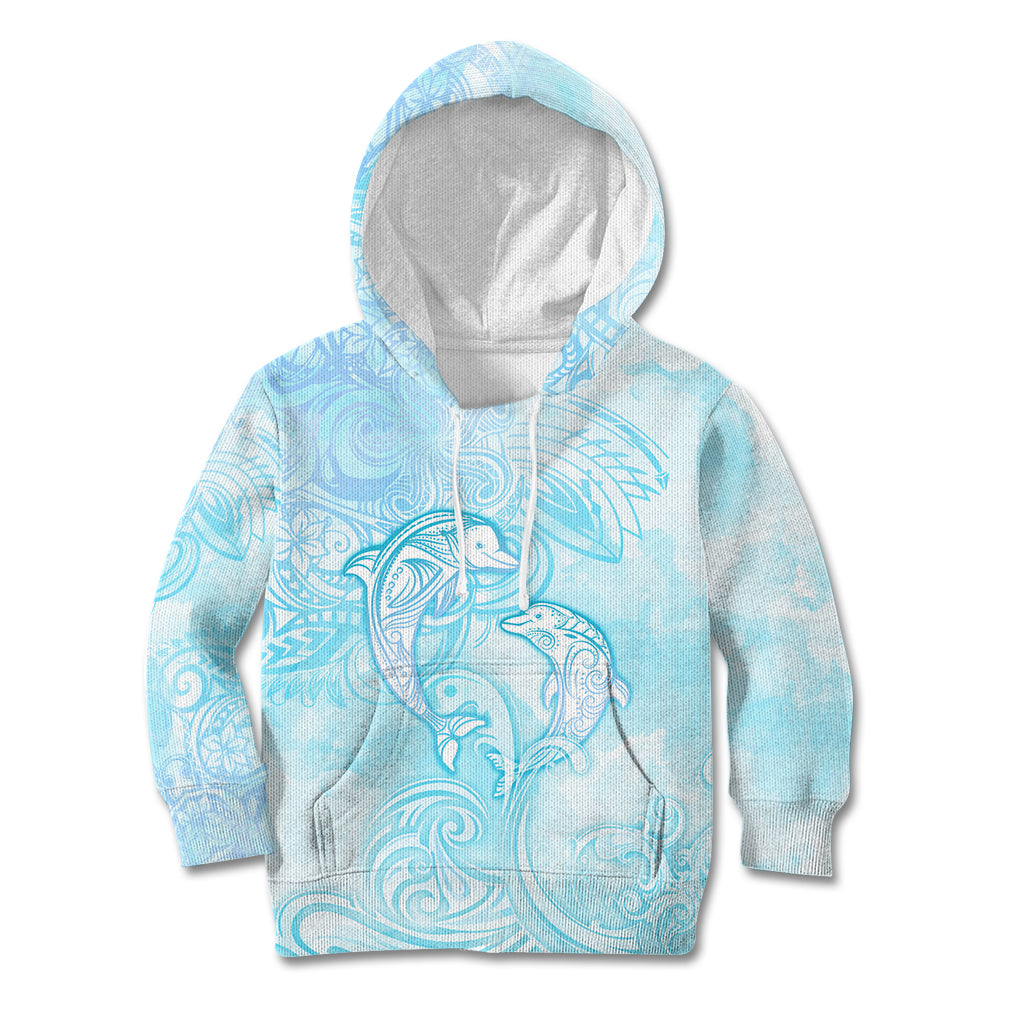 Polynesia Dolphins Under The Sea Kid Hoodie Simple Style LT05 Hoodie Baby Blue - Polynesian Pride