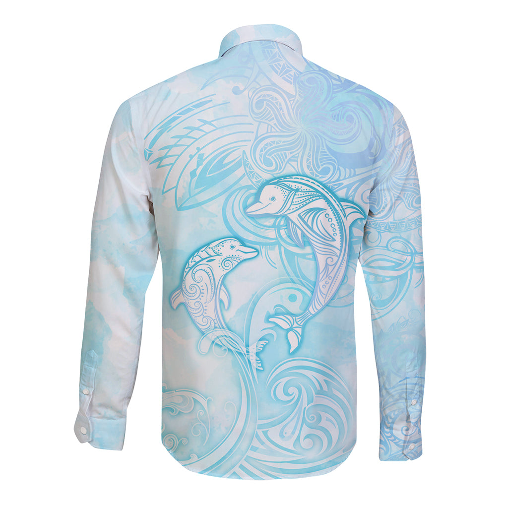 Polynesia Dolphins Under The Sea Long Sleeve Button Shirt Simple Style LT05 - Polynesian Pride