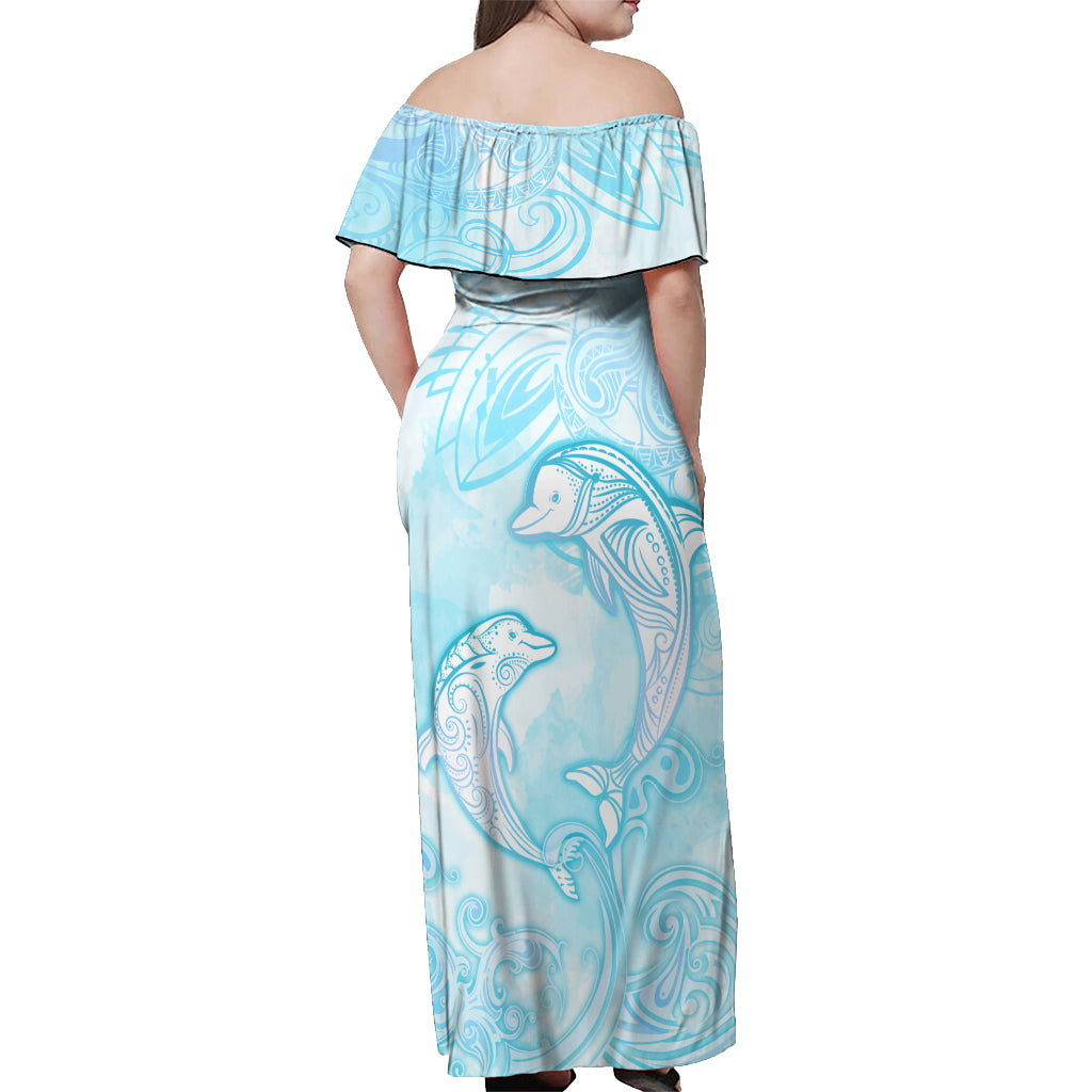 Polynesia Dolphins Under The Sea Off Shoulder Maxi Dress Simple Style LT05 - Polynesian Pride