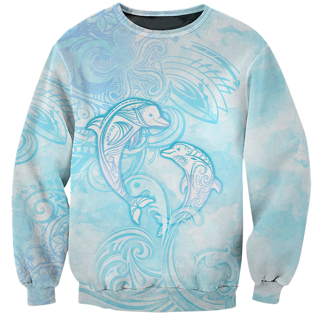 Polynesia Dolphins Under The Sea Sweatshirt Simple Style LT05 Unisex Baby Blue - Polynesian Pride