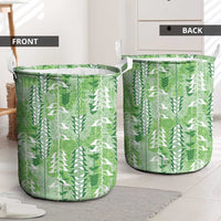 Green Hawaii Tapa Pattern Laundry Basket With Heliconia Vintage Style LT05 - Polynesian Pride