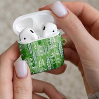 Green Hawaii Tapa Pattern AirPods Case With Heliconia Vintage Style LT05 - Polynesian Pride