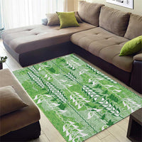 Green Hawaii Tapa Pattern Area Rug With Heliconia Vintage Style LT05 - Polynesian Pride